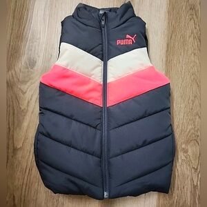 Puma Kids Colorblock Puffer Vest Black Pink White 3T